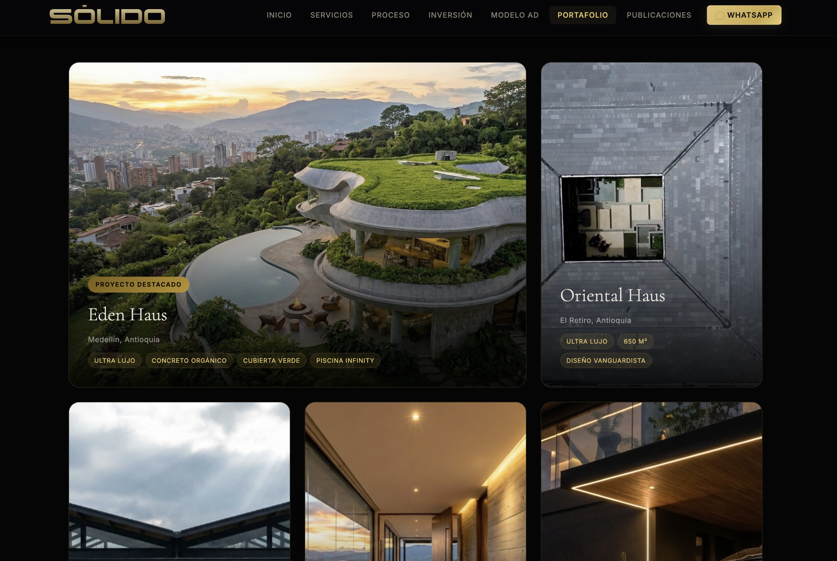 Captura del sitio web de Sólido Constructora